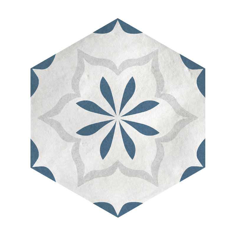 Lungarno Ceramics - Casablanca - Ocean Blue Hex Deco