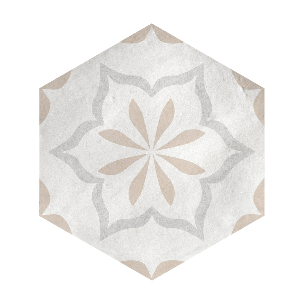 Lungarno Ceramics - Casablanca - Champagne Hex Deco — Floorzz