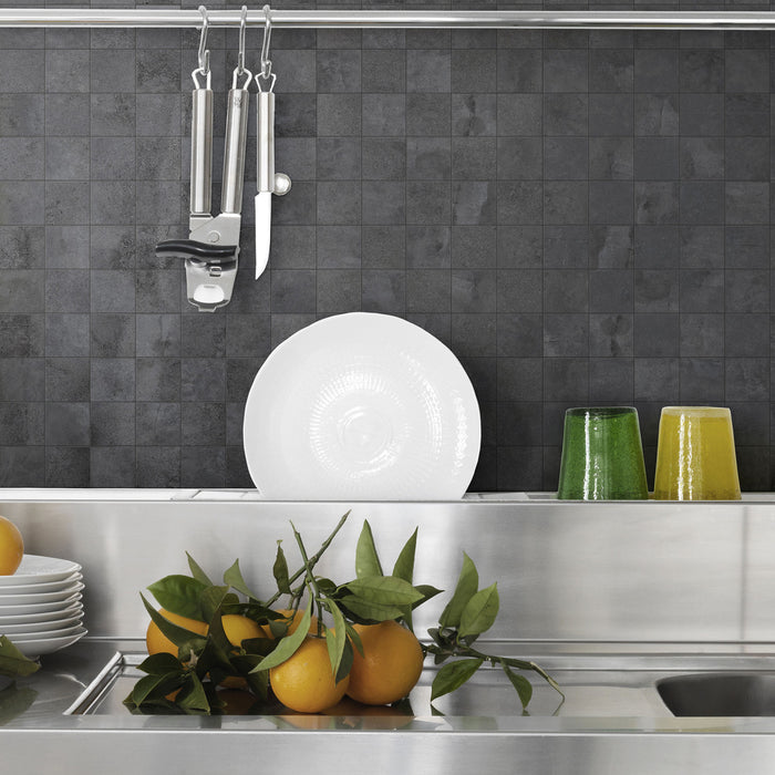 Lungarno Ceramics - Disk 2 in. x 2 in. Porcelain Mosaic - Anthracite Wall Install