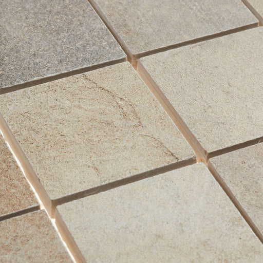 Lungarno Ceramics - Disk 2 in. x 2 in. Porcelain Mosaic - Beige Close