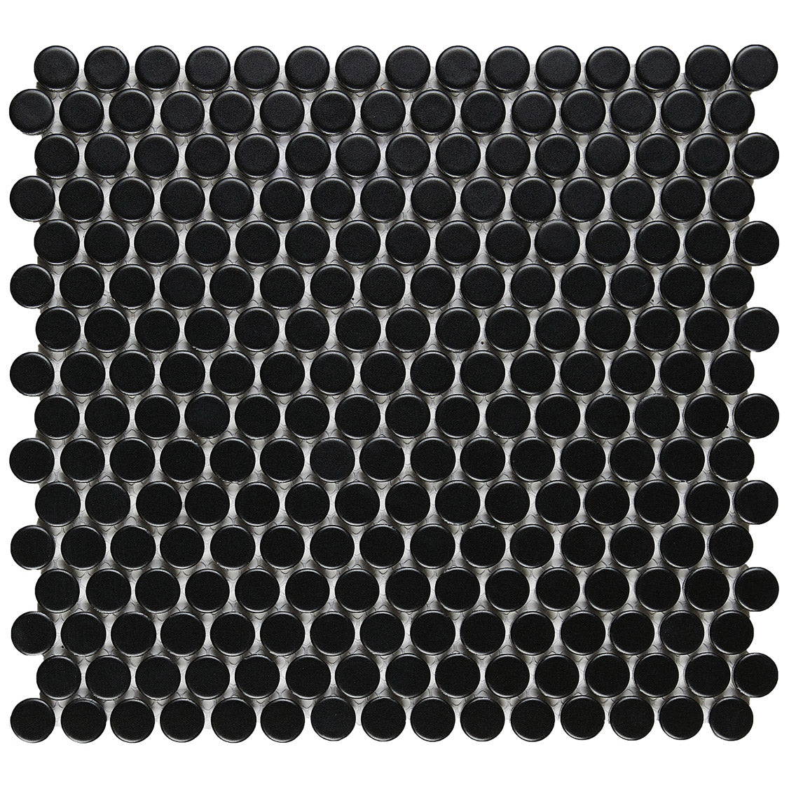 Lungarno Ceramics - Finish Line Penny Round Mosaics - Black Matte