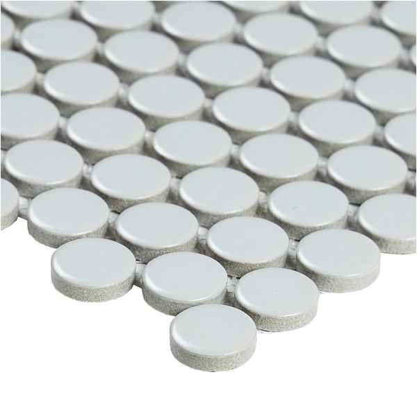 Lungarno Ceramics - Finish Line Penny Round Mosaics - Matte Silken Gra ...