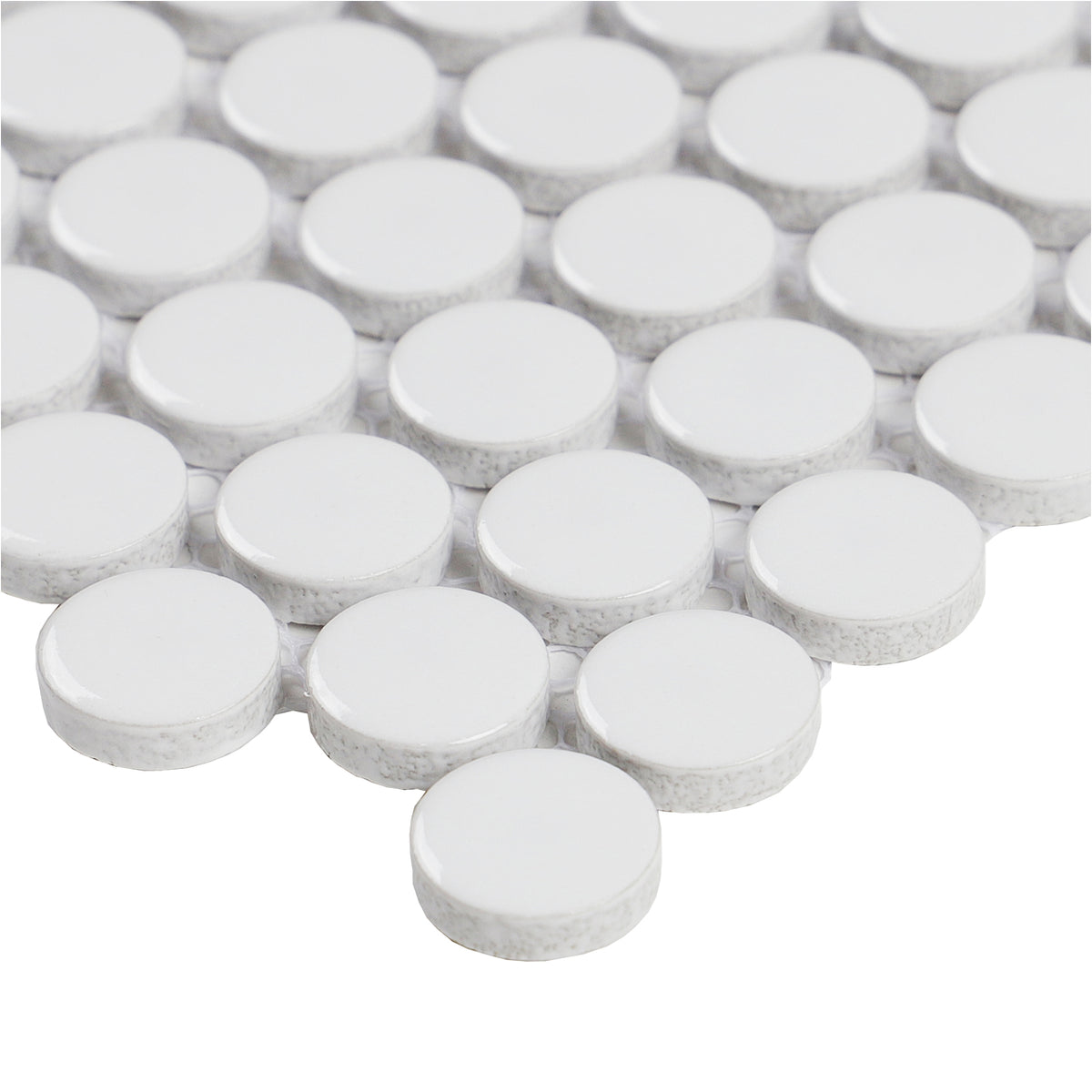 Lungarno Ceramics - Finish Line Penny Round Mosaics - White Gloss 2