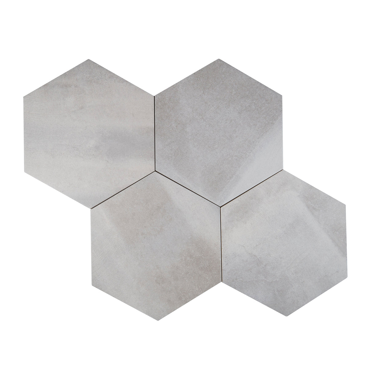 Lungarno Ceramics - Disk 14 in. x 16 in. Porcelain Hexagon Tile - Grey Extra
