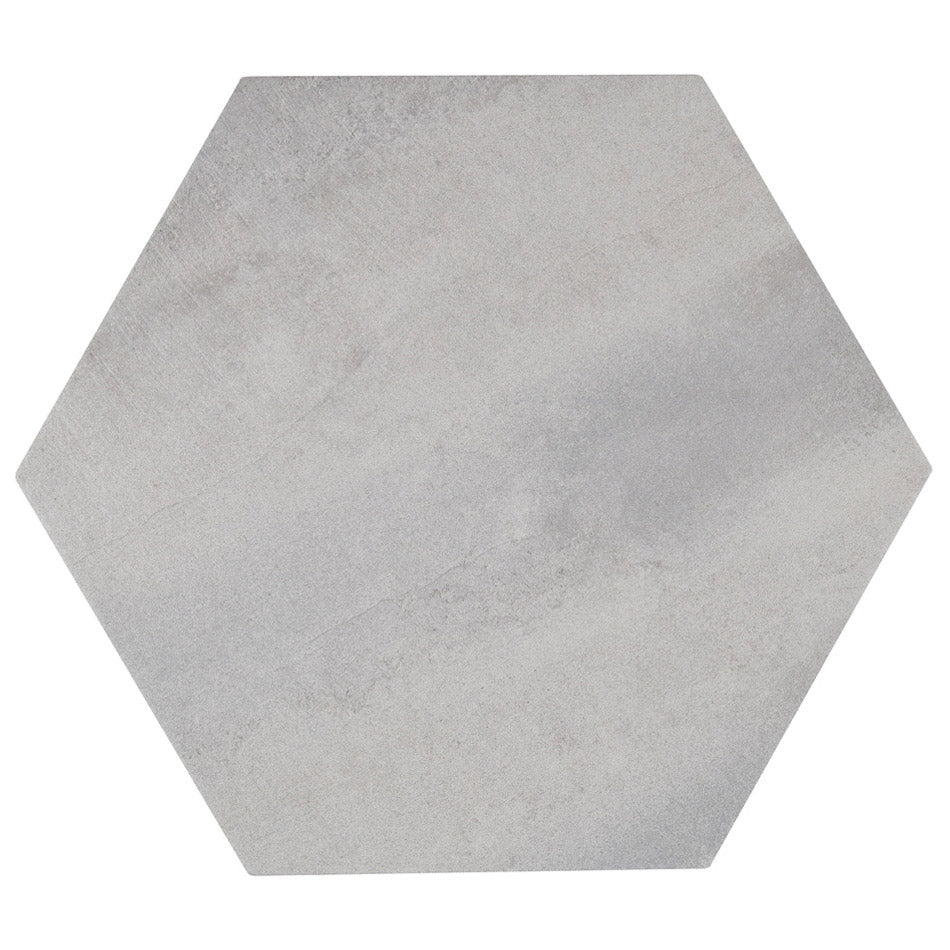 Lungarno Ceramics - Disk 14 in. x 16 in. Porcelain Hexagon Tile - Grey