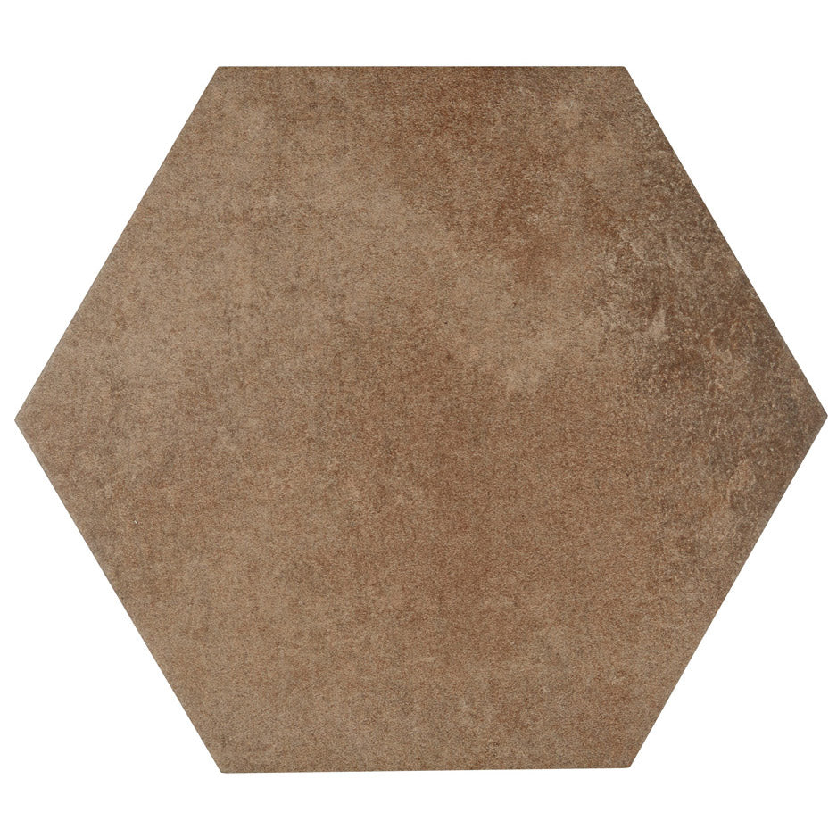 Lungarno Ceramics - Disk 14 in. x 16 in. Porcelain Hexagon Tile - Brown