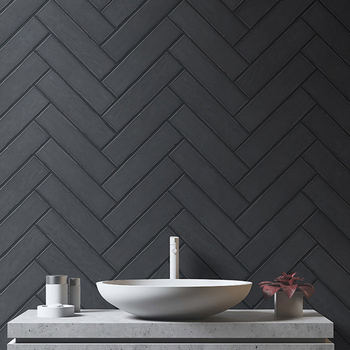 Lungarno - Linea 3 in. x 12 in. Ceramic Tile - Ardesia Matte Installed