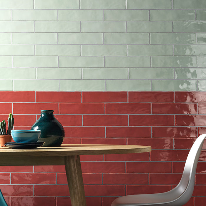 Lungarno - Linea 3 in. x 12 in. Ceramic Tile - Terracotta Glossy Installed