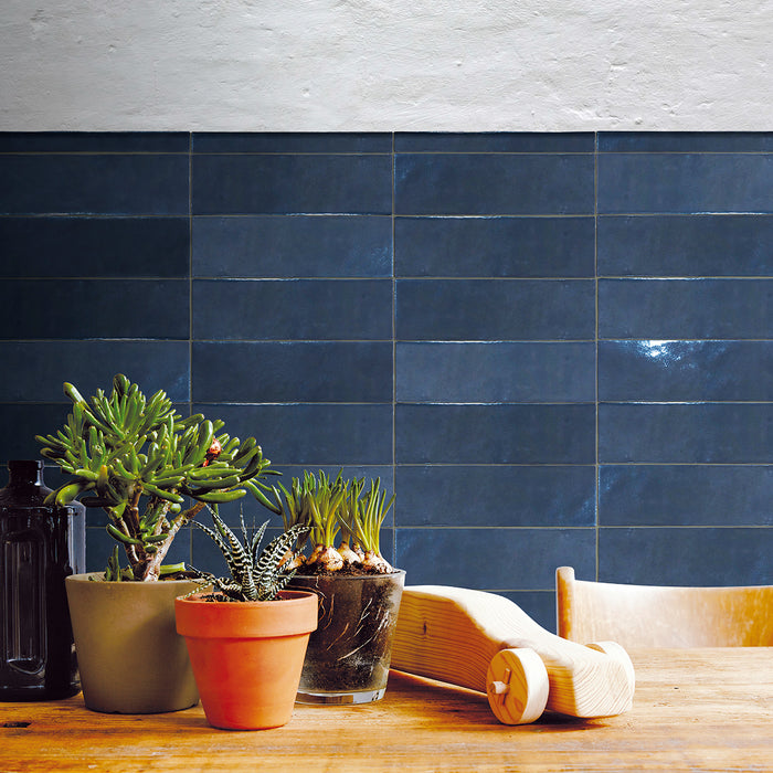 Lungarno Ceramics - Marrakesh 1" x 8" Bullnose - Meknes Marine Installed