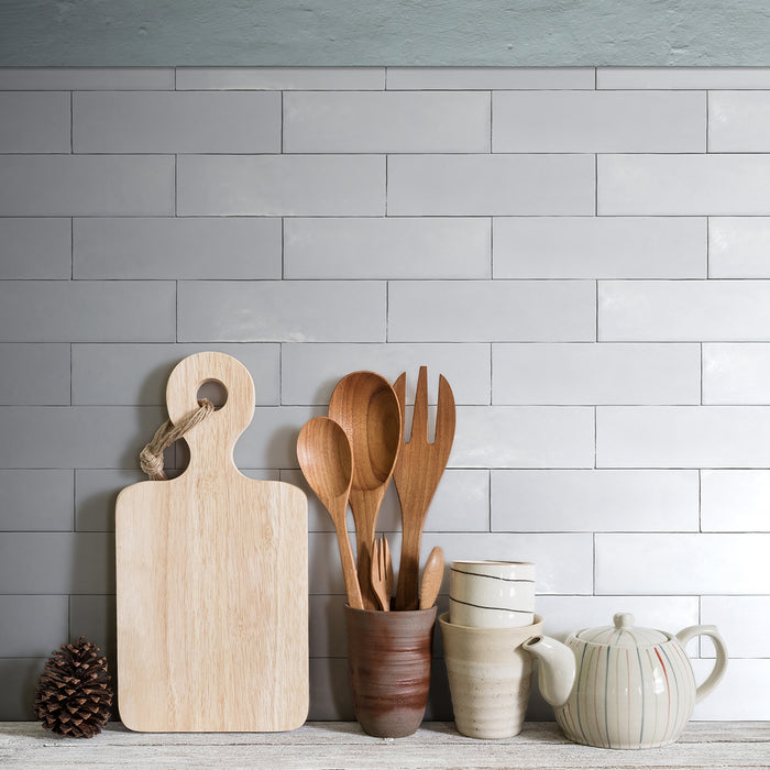 Lungarno Ceramics - Marrakesh 1" x 8" Bullnose - Sahara White Installed