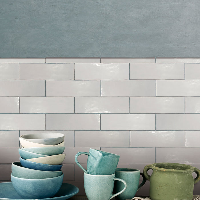Lungarno Ceramics - Marrakesh 2.5" x 8" Wall Tile - Sidi Salt Installed