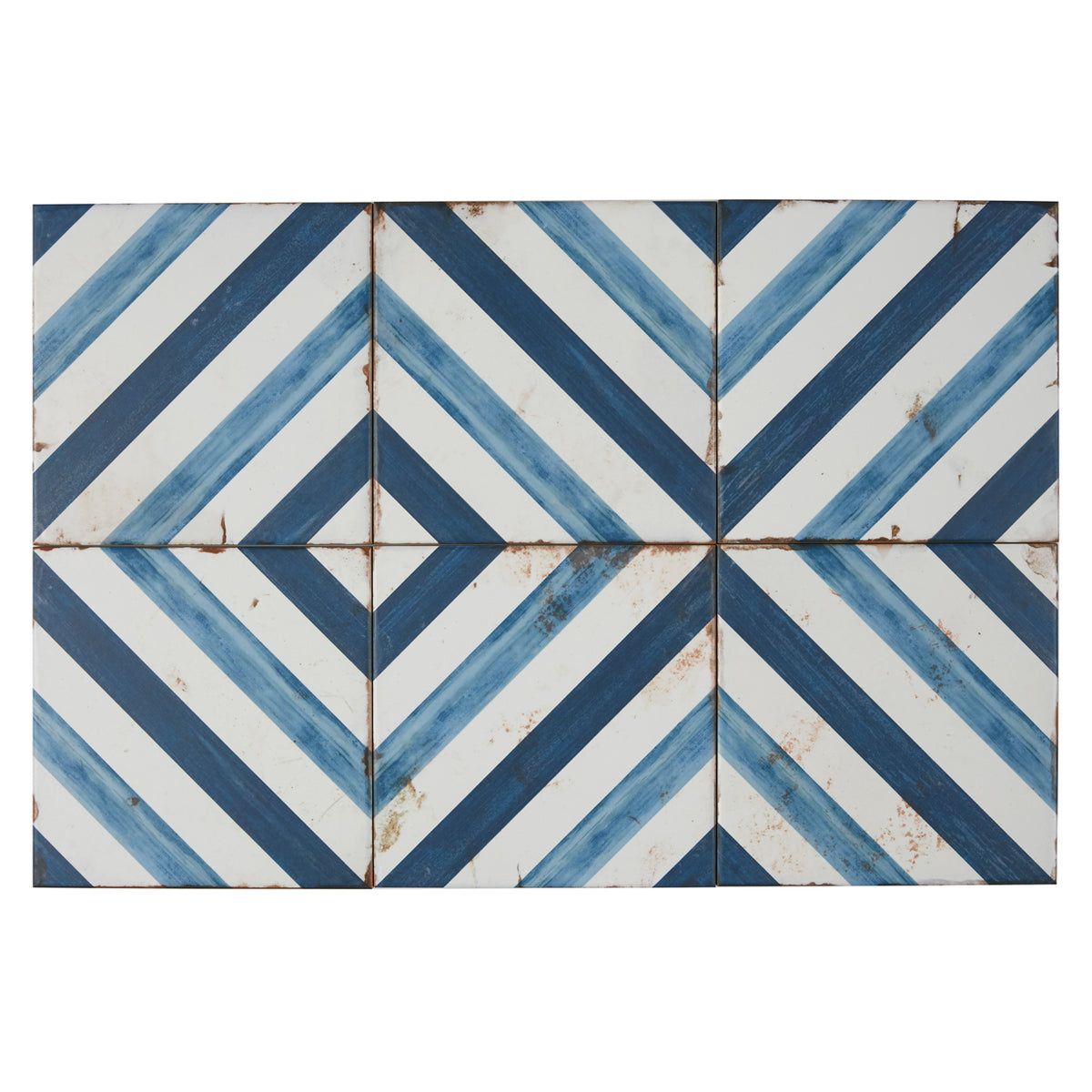 Lungarno Ceramics - Retrospectives 8 in. x 8 in. Ceramic Tile - Royal Blues Extra