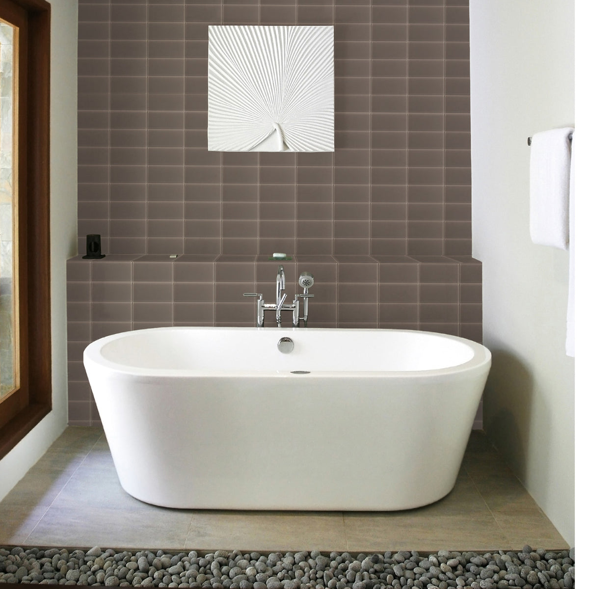 Lungarno - Urban Textures Contempo 3 in. x 6 in. Wall Tile - Gray Installed