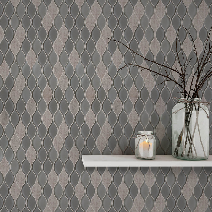 Lungarno Ceramics - Natural Elements - Mist Tear Drop Mosaic Installed