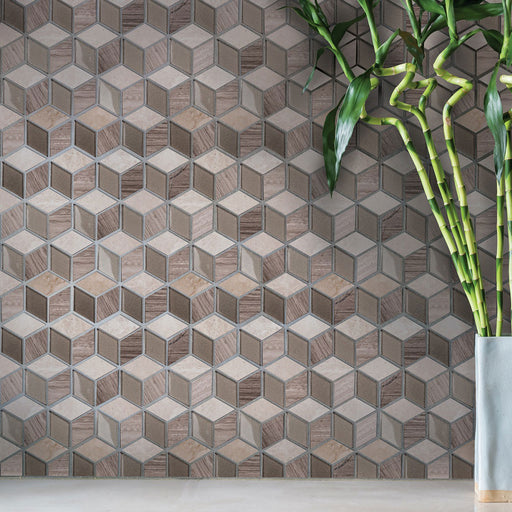 Lungarno Ceramics - Natural Elements - Cashmere Cube Mosaic — Floorzz