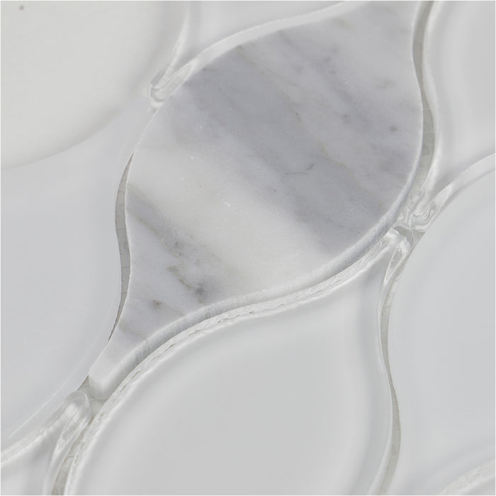 Lungarno Ceramics - Natural Elements - Snow Fall Tear Drop Mosaic Close