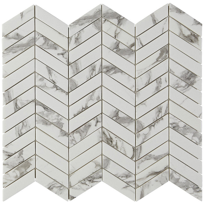 Lungarno - Simple Stone Glass Mosaic - Bianco Chevron