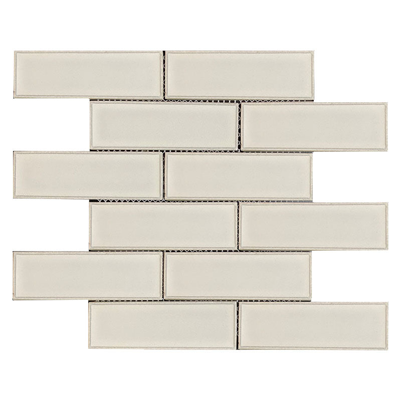 Maniscalco - Modern Edge Recycled Glass Interlock Mosaic - White Flash 