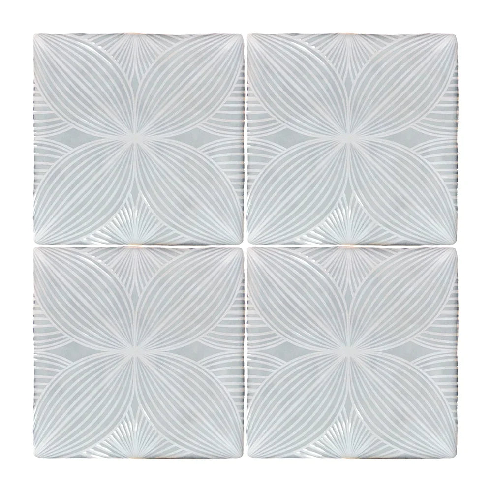 Lungarno - Melody 5 in. x 5 in. Wall Tile - Audrey Decor - Mint Grey