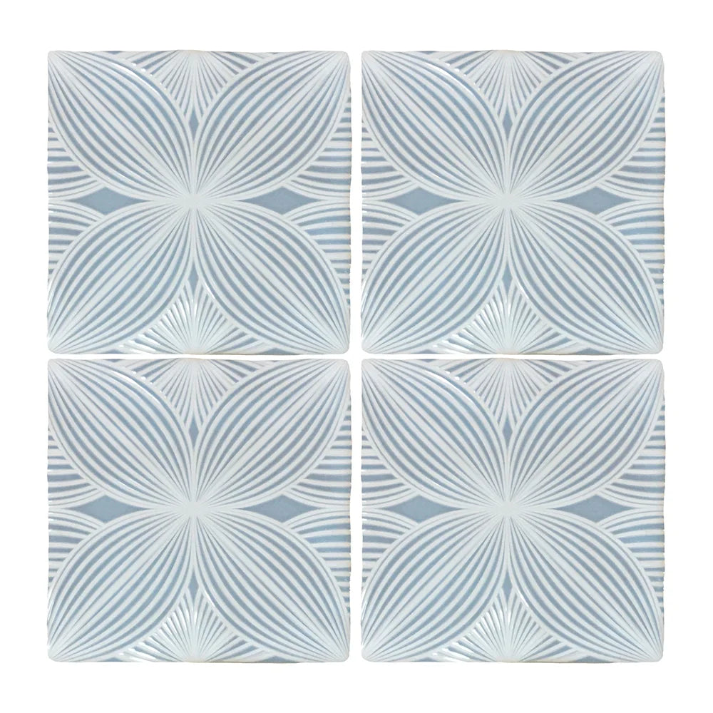 Lungarno - Melody 5 in. x 5 in. Wall Tile - Audrey Decor - Lyric Blue