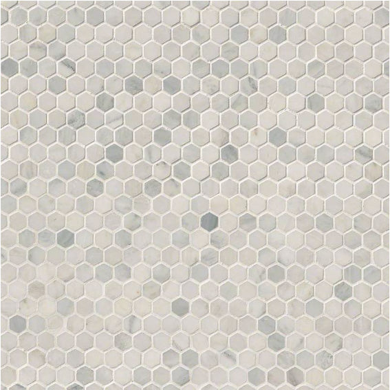 MSI - Arabescato Carrara 1 in. Hexagon Marble Mosaic - Honed Variation