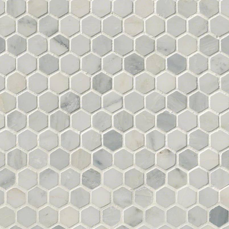 MSI - Arabescato Carrara 1 in. Hexagon Marble Mosaic - Honed