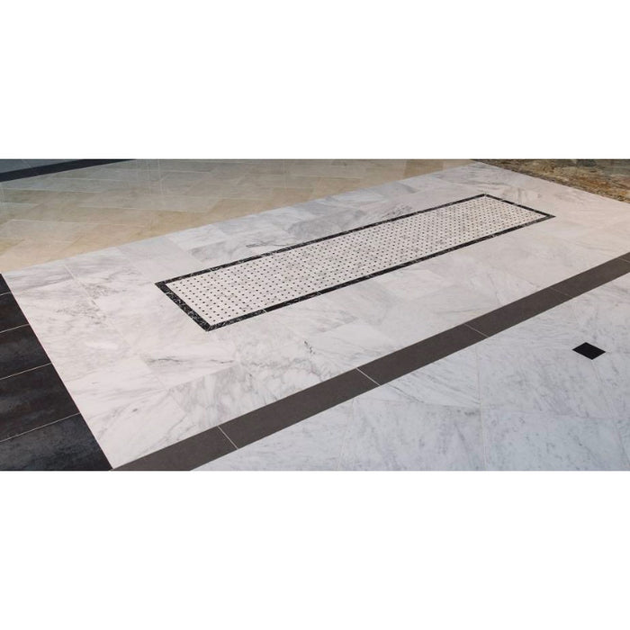 MSI - Arabescato Carrara With Black Marble Basket Weave Pattern Mosaic - Honed - Lifestyle