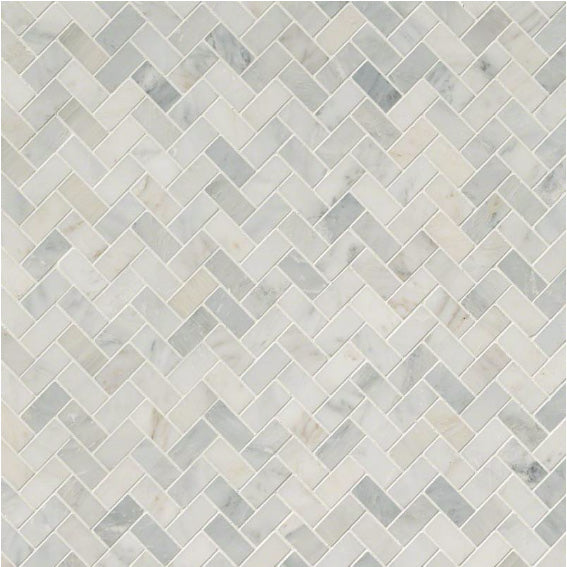MSI - Arabescato Carrara - Herringbone Pattern Marble Mosaic - Honed - Variation