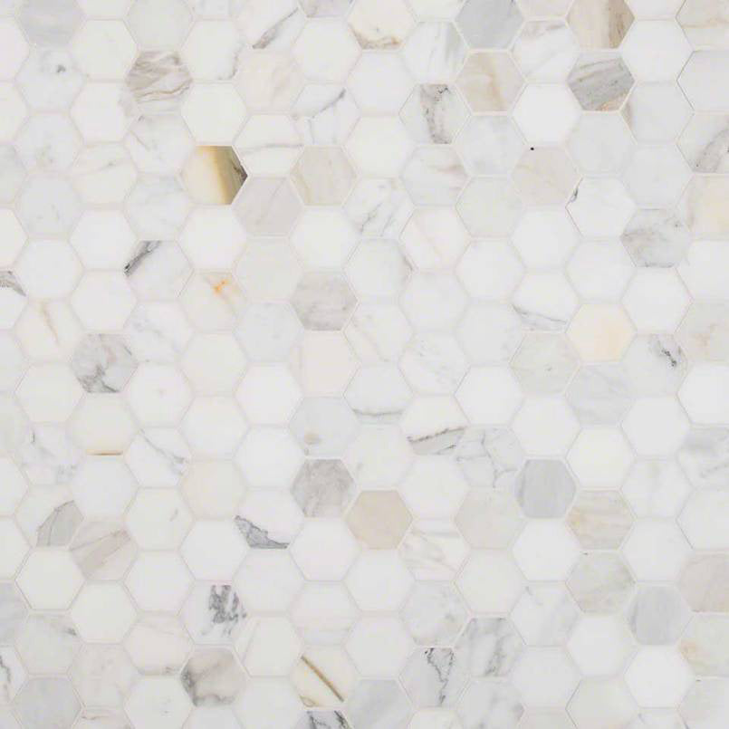 MSI - Calacatta Gold 2 in. Hexagon Marble Mosaic - Polished