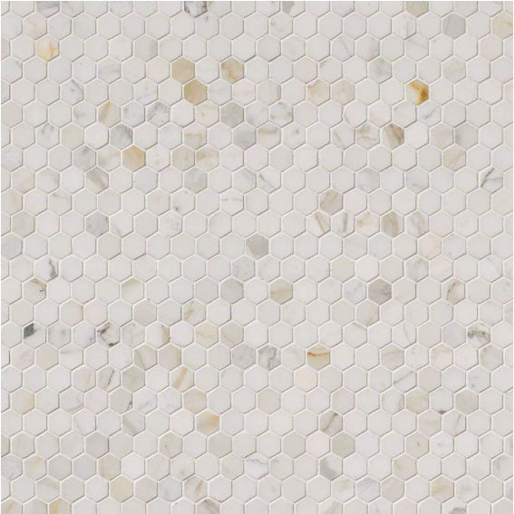 MSI - Calacatta Gold 1 in. Hexagon Marble Mosaic - Polished - Variation