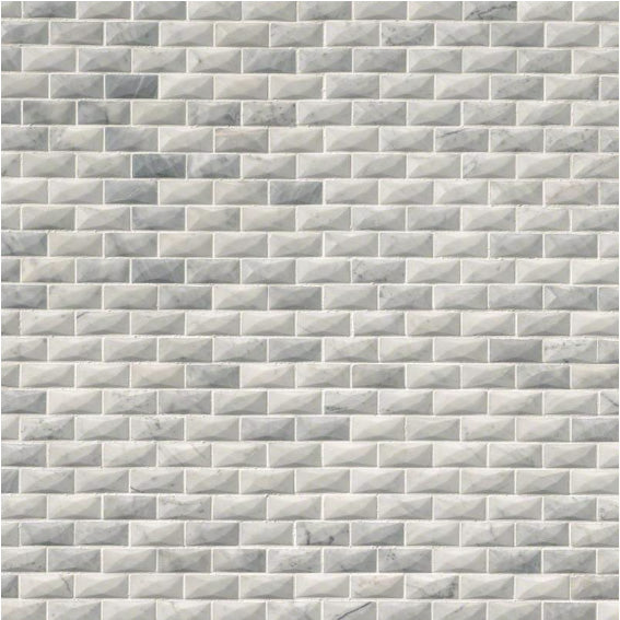 MSI - Carrara White 1 in. x 2 in. 3D Mosaic - Polished