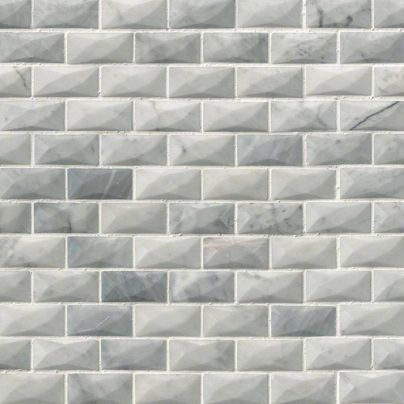 MSI - Carrara White 1 in. x 2 in. 3D Mosaic - Polished