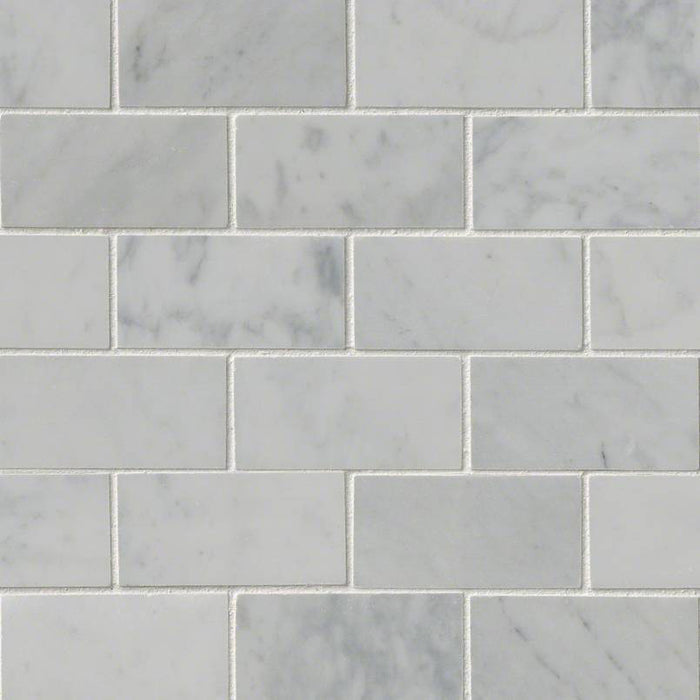 MSI - Carrara White 2 in. x 4 in. Marble Mosaic - Polished