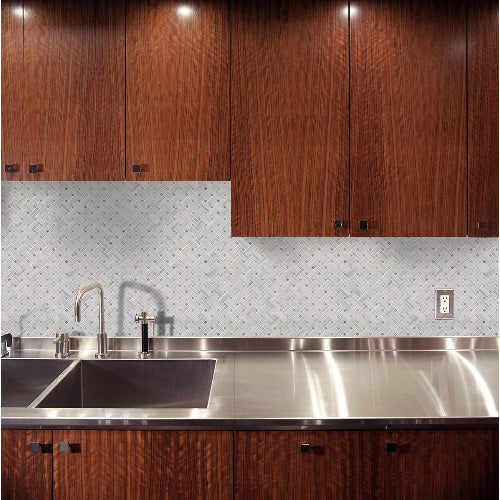 MSI - Carrara White Basketweave Pattern Mosaic - Polished - Lifestyle