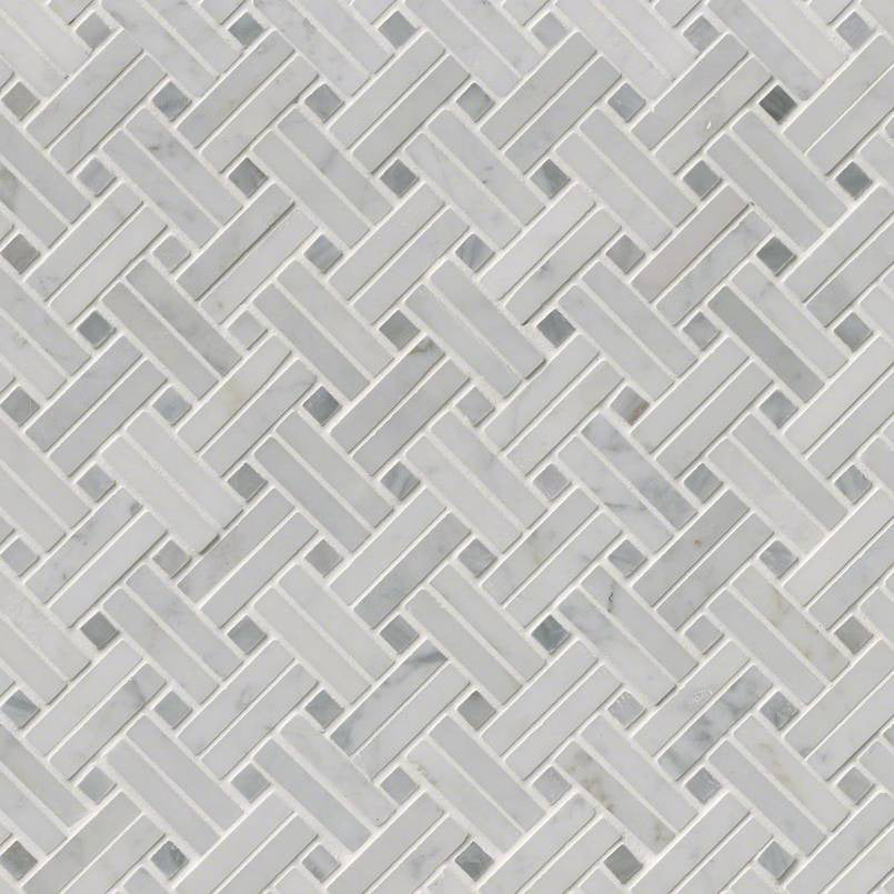 MSI - Carrara White Basketweave Pattern Mosaic - Polished