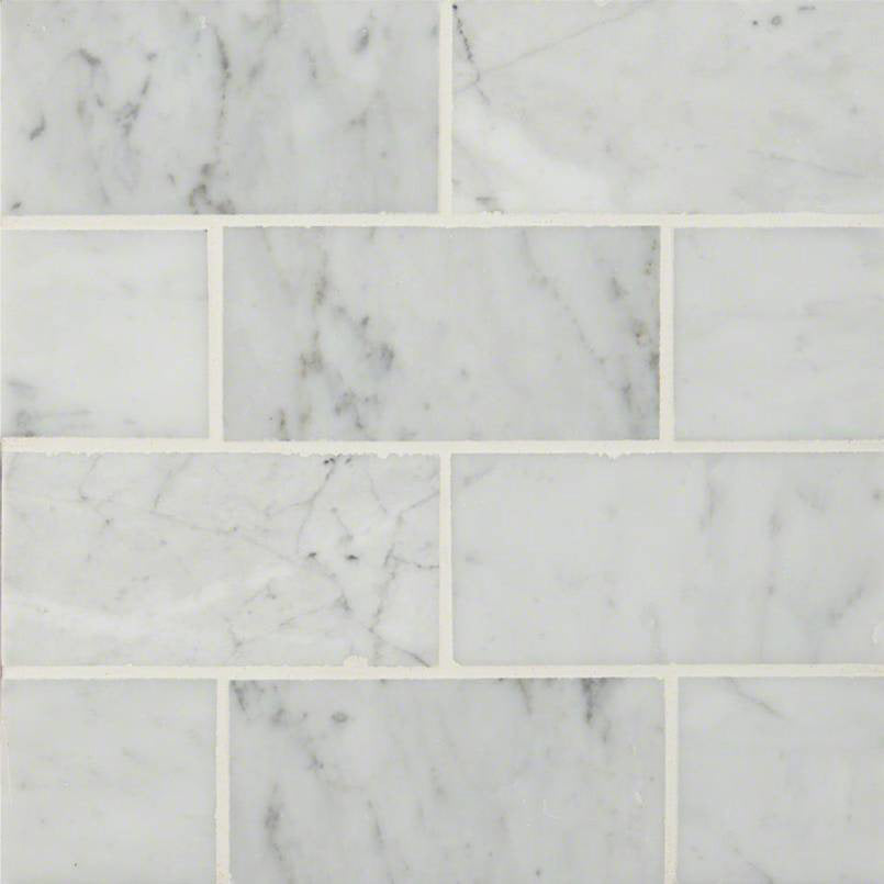 MSI - Carrara White 3 in. x 6 in. Marble Subway Tile - Polished