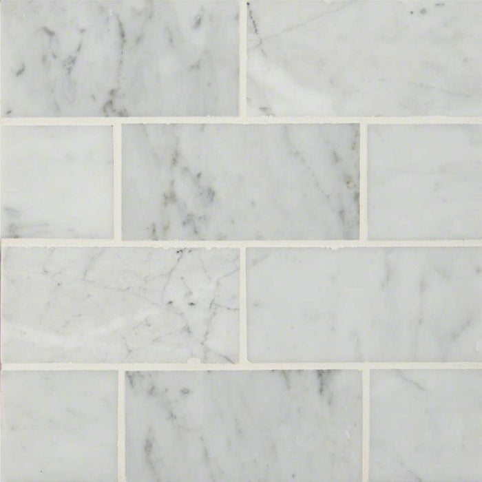 MSI - Carrara White 3 in. x 6 in. Marble Subway Tile - Polished