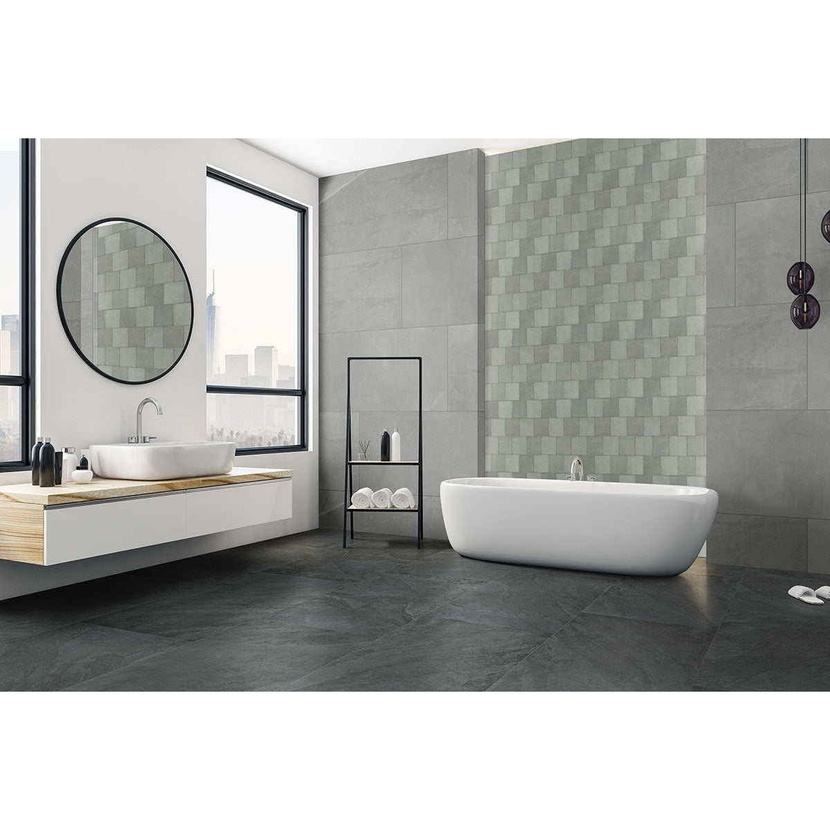 MSI - Renzo - 5 in. x 5 in. - Ceramic Wall Tile - Jade Room Scene