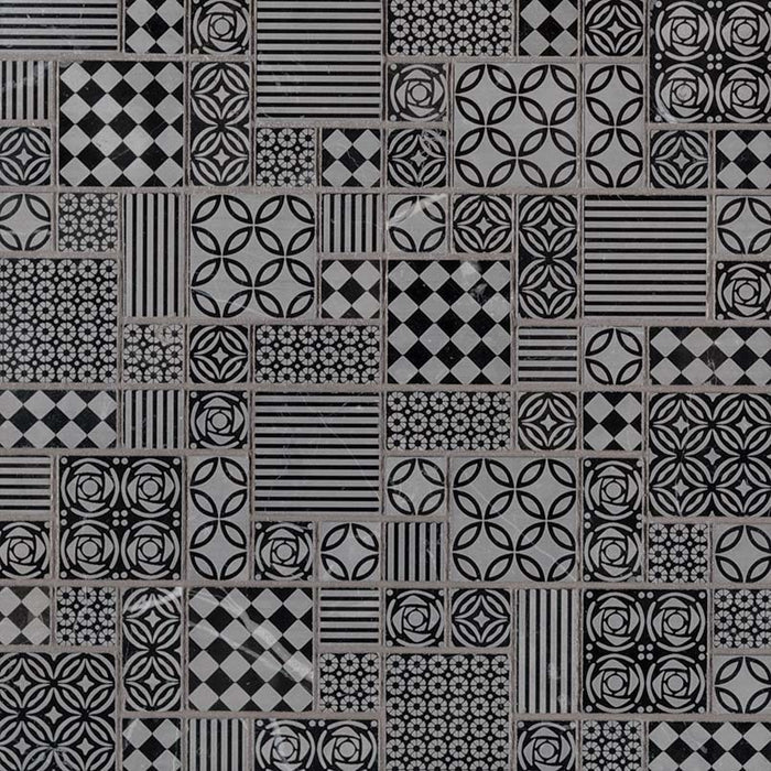 MSI - Tetris Nero 10mm Honed Marble Mosaic Tile