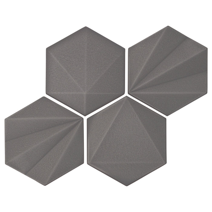 Marazzi - GeoMetal 3" Hexagon Mosaic - Gunmetal