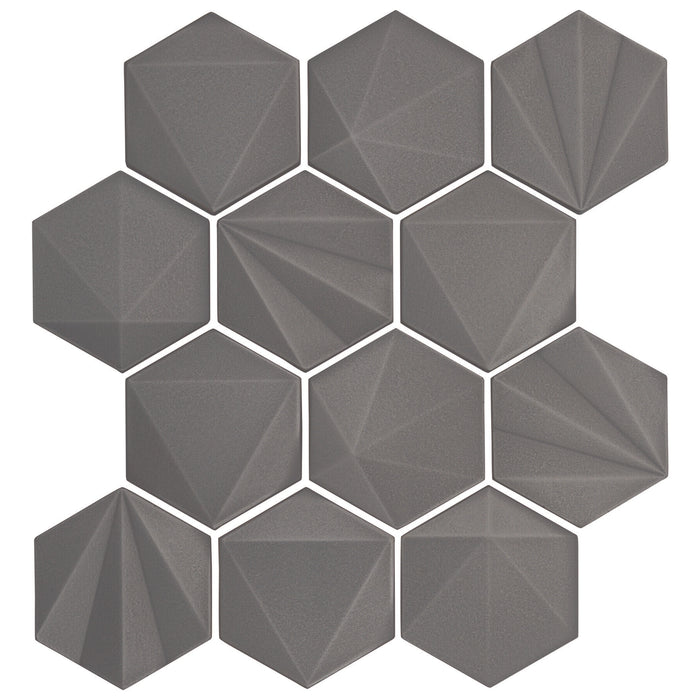 Marazzi - GeoMetal 3" Hexagon Mosaic - Gunmetal