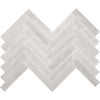 See Marazzi - Haven Point - 1 in. x 6 in. Marble Chevron Mosaic - Candid Heather Honed