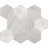 See Marazzi - Haven Point - 4 in. Marble Hexagon Mosaic - Candid Heather Honed