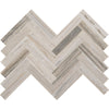 See Marazzi - Haven Point - 1 in. x 6 in. Marble Chevron Mosaic - Open Horizon Honed