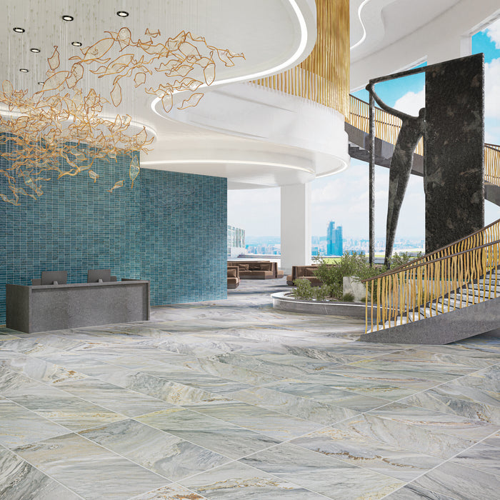 Marazzi - Savoir - 24 in. x 48 in. Colorbody Porcelain Tile - Bleu Matte Room Scene