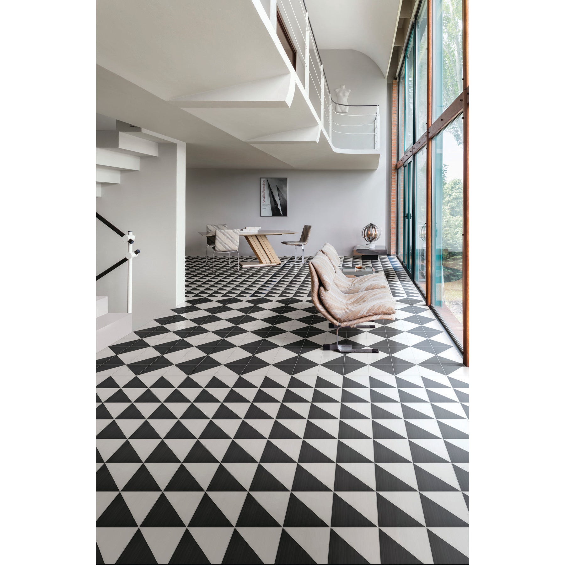 Marazzi - Scenario 8 in. x 8 in. Glazed Porcelain Tile - SR26 Nero Triangle