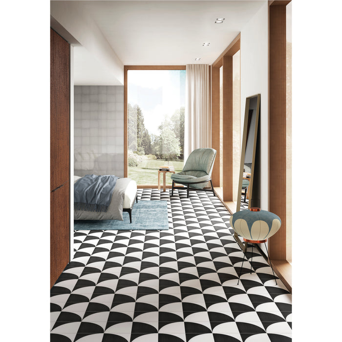 Marazzi - Scenario 8 in. x 8 in. Glazed Porcelain Tile - SR28 Nero Crescent Floor Install