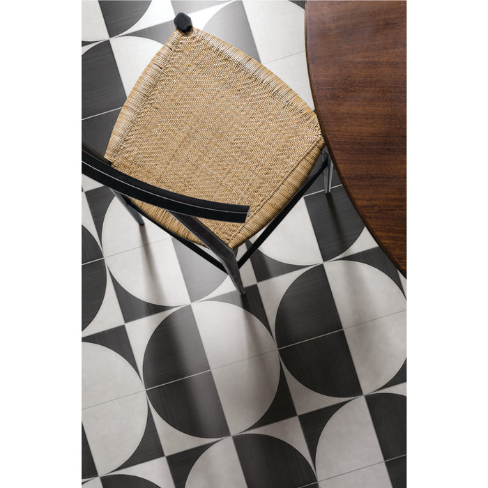 Marazzi - Scenario 8 in. x 8 in. Glazed Porcelain Tile - SR28 Nero Crescent Installed