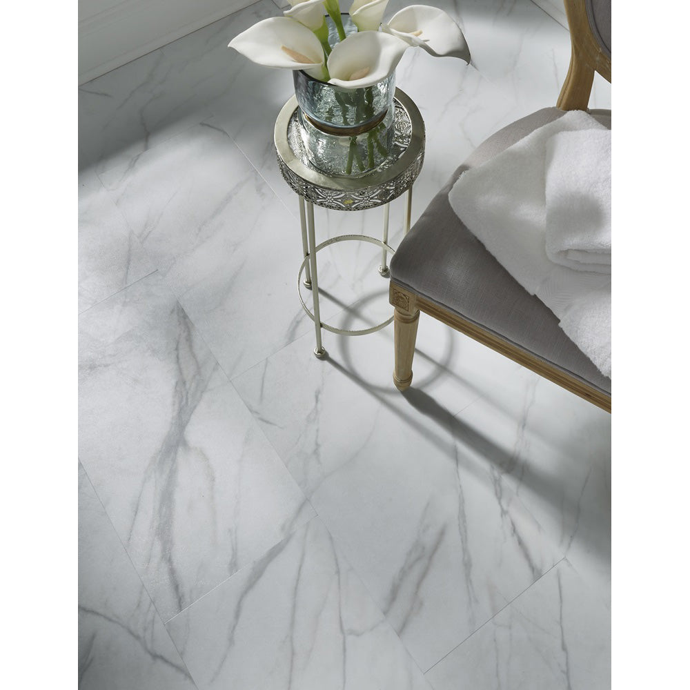 Mannington - ADURA Flex - Legacy - White with Gray Bathroom Install