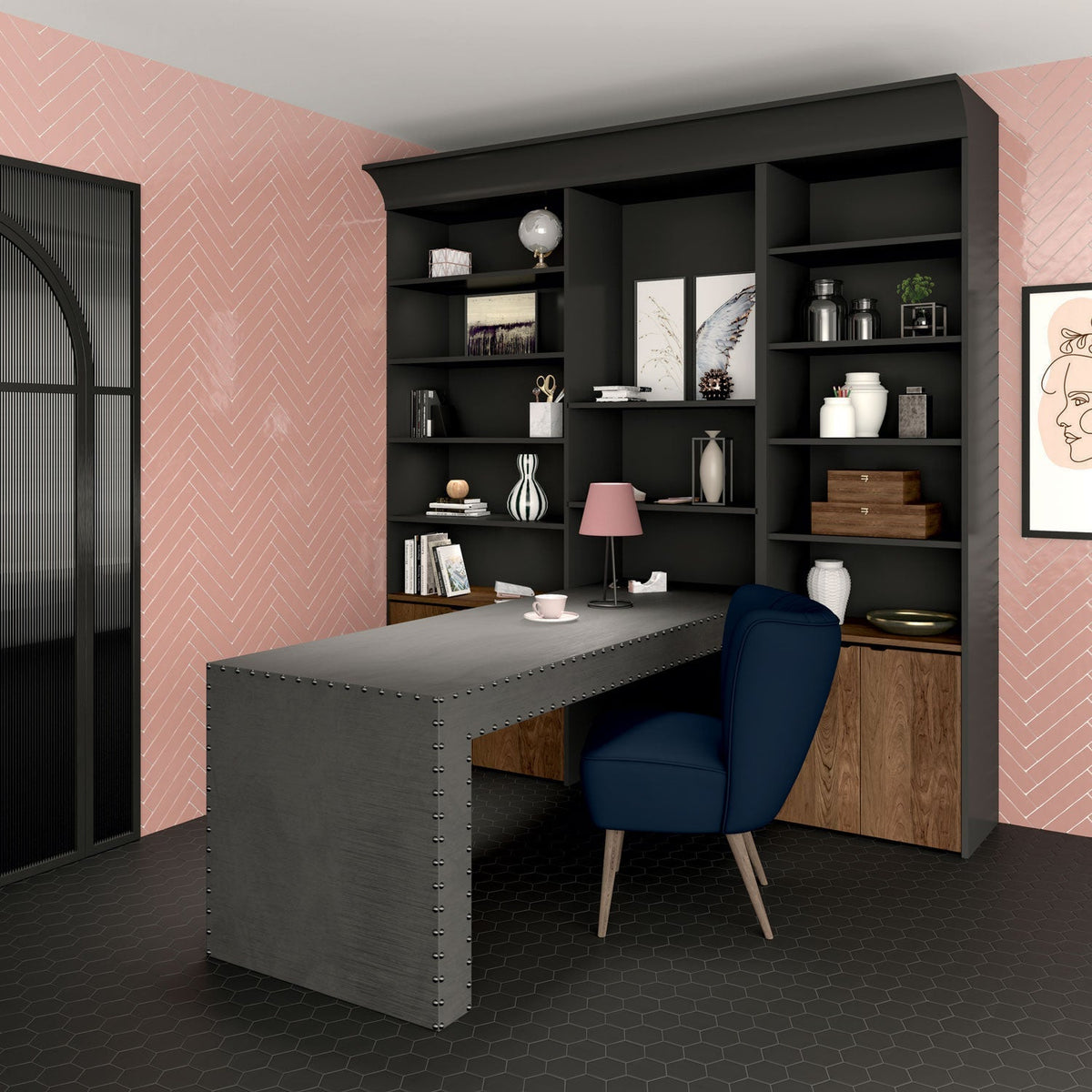 Marazzi - Artistic Reflections™ 2 in. x 10 in. Ceramic Tile - Rose Glossy Room Scene
